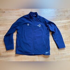St. Louis Rams NFL Men OnField Reebok Men's Blue Equipment Jacket Size L Large